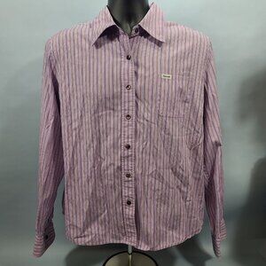Façonnable Lavender Striped Button Up Blouse Top Shirt Women's Size XL